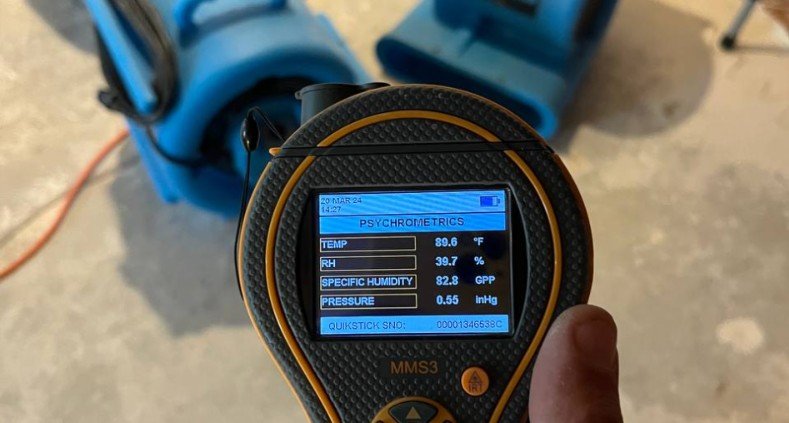 Man using a psychrometer.