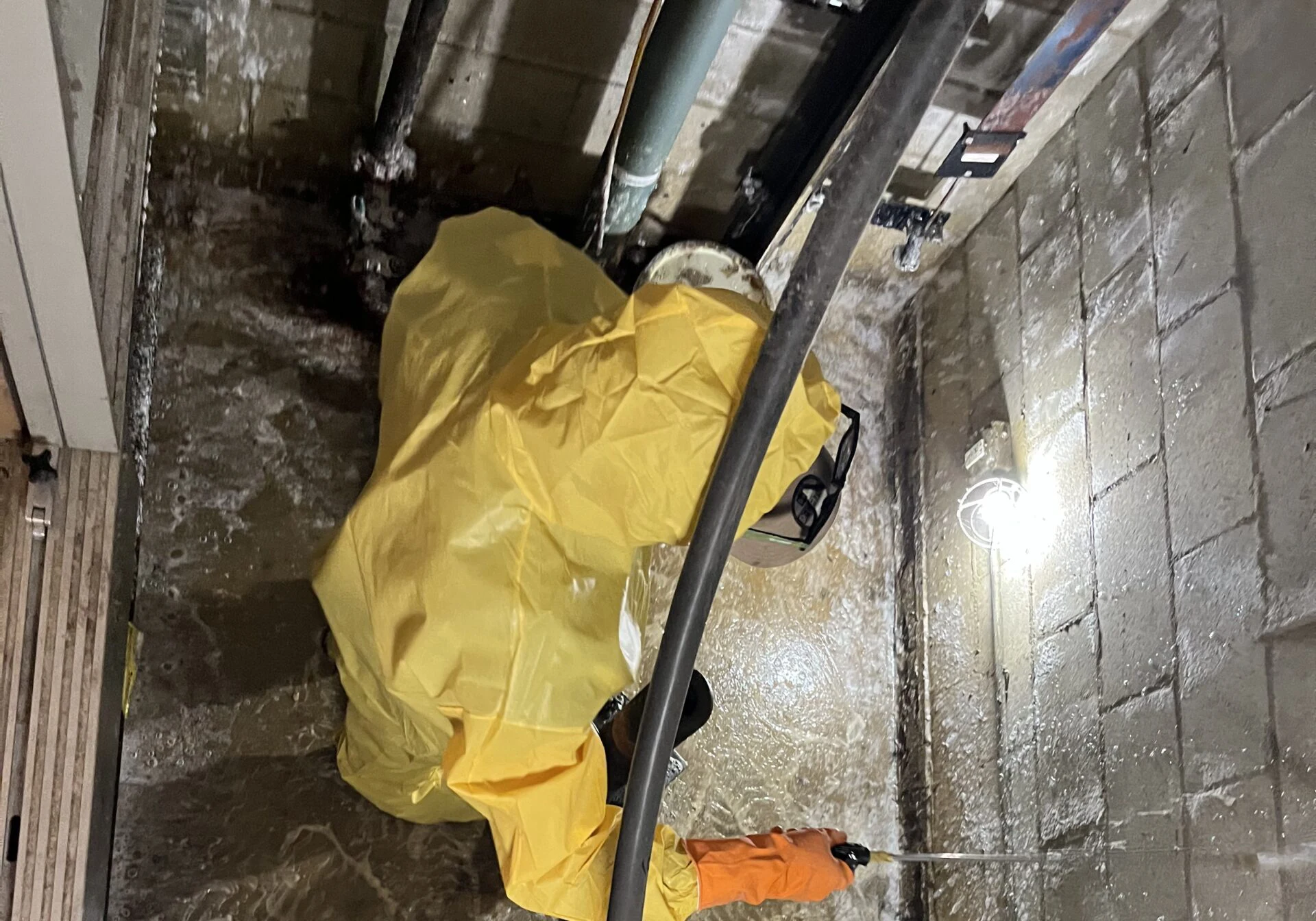 Sewer Damage Cleanup Burbank | Hazmat & Biohazard Removal 2 Man cleaning biohazard damage.