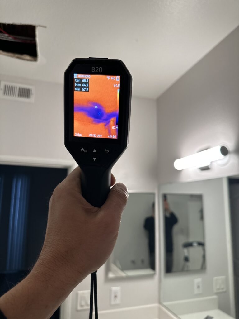 North Hollywood Damage Restoration Services | Onsite Pro 4 thermal readings of wet surfaces