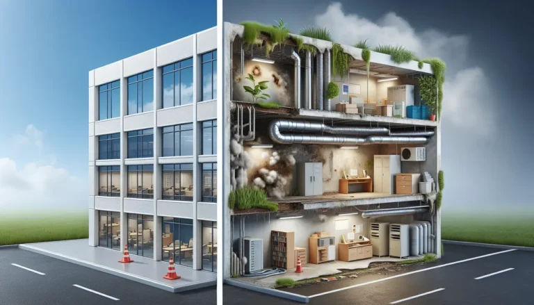 Graphic showing hidden mold in commercial building