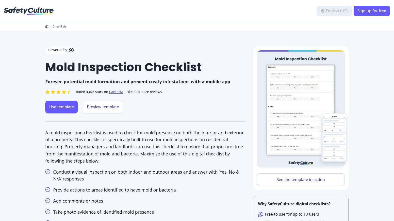 SafetyCulture (iAuditor) – Mold Inspection Checklist Templates